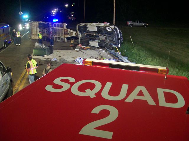 This overturned truck shut down Point Lookout Road for a couple hours late Wednesday night